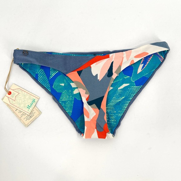 MAAJI Swimsuit Womens Medium Blue Orange Crystal Cavern Bikini Bottom Reversible - Picture 4 of 10